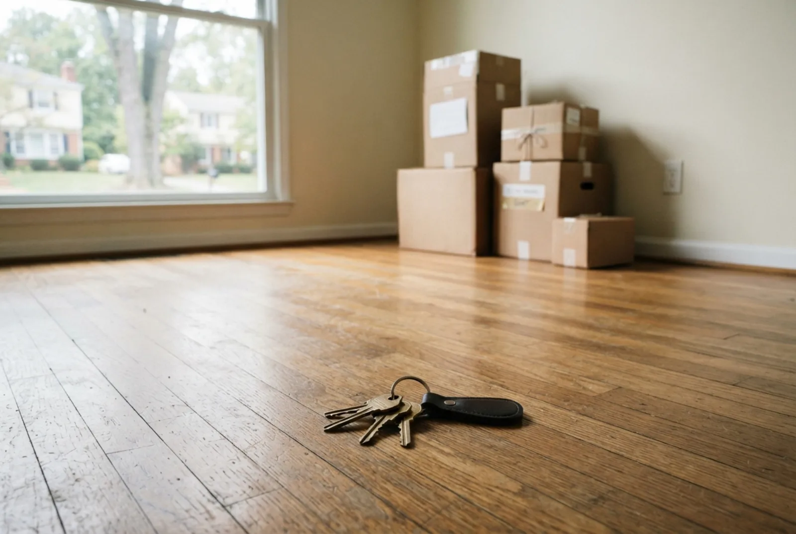 Change the locks when you move in: house keys on the floor of an empty room