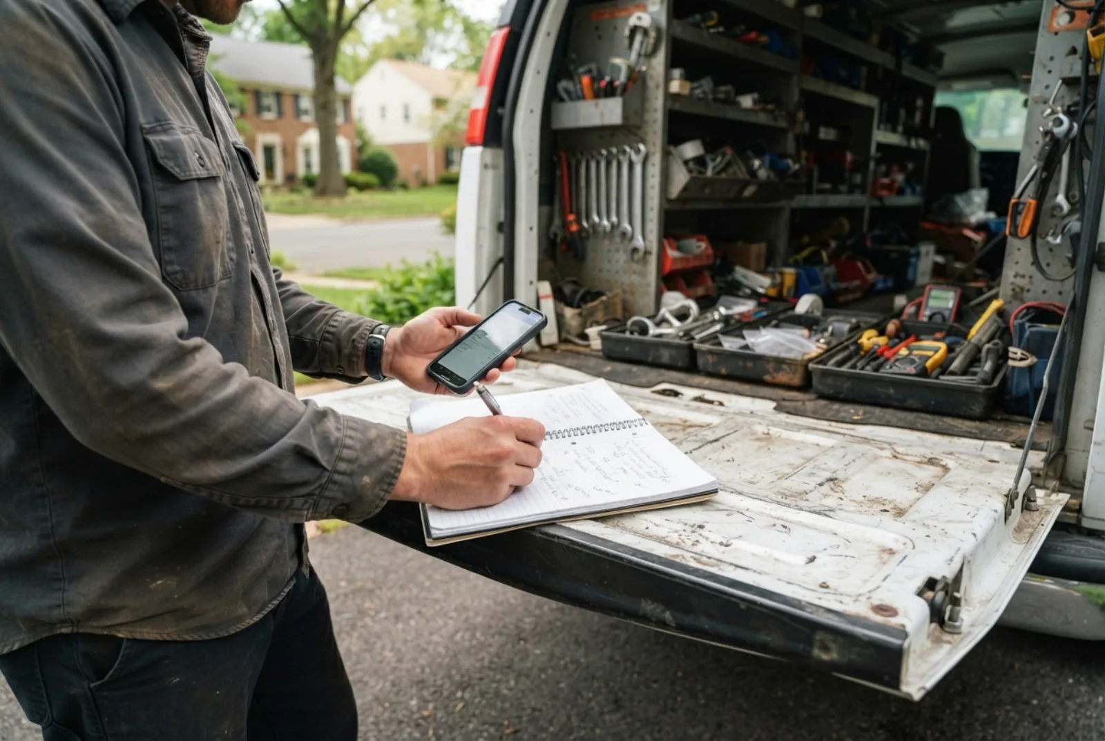 Locksmith cost in Montgomery County: the fitted interior of a locksmith work van