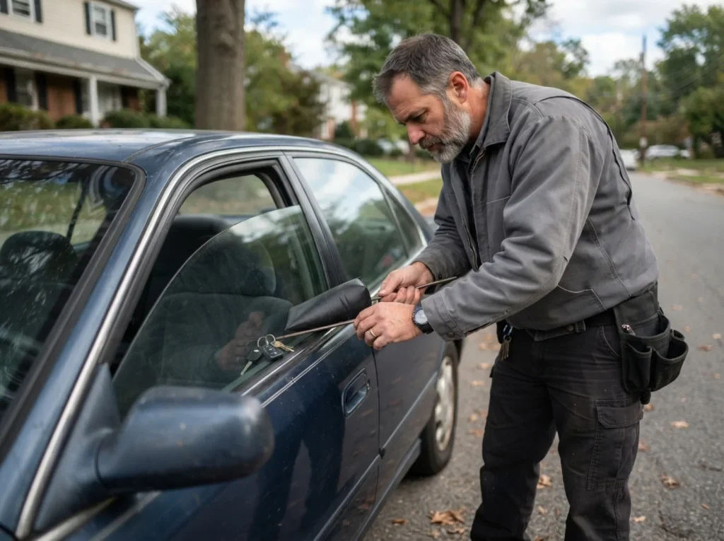Keys locked inside a car