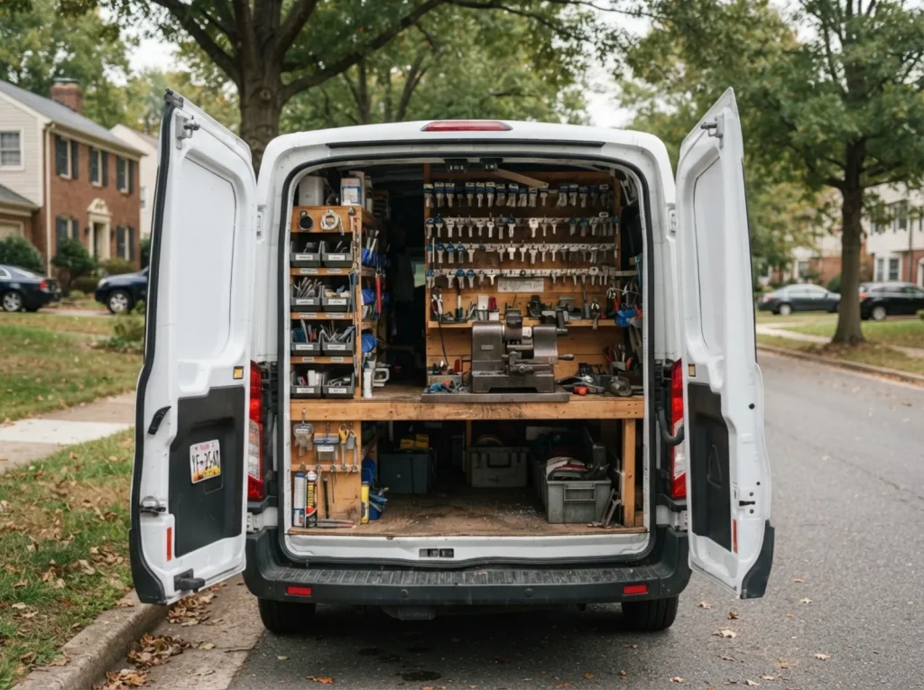 The A1 Super Locksmith van set up for a job in Rockville