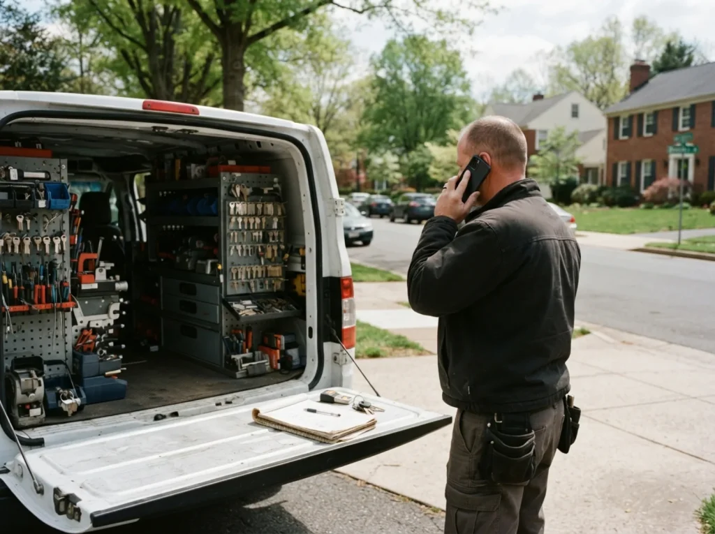 A1 Super Locksmith taking a call in Rockville